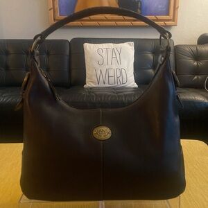 Land Santa Fe  Leather Brown Shoulder Hobo Hand Bag Waterproof Lining Inside Y2K